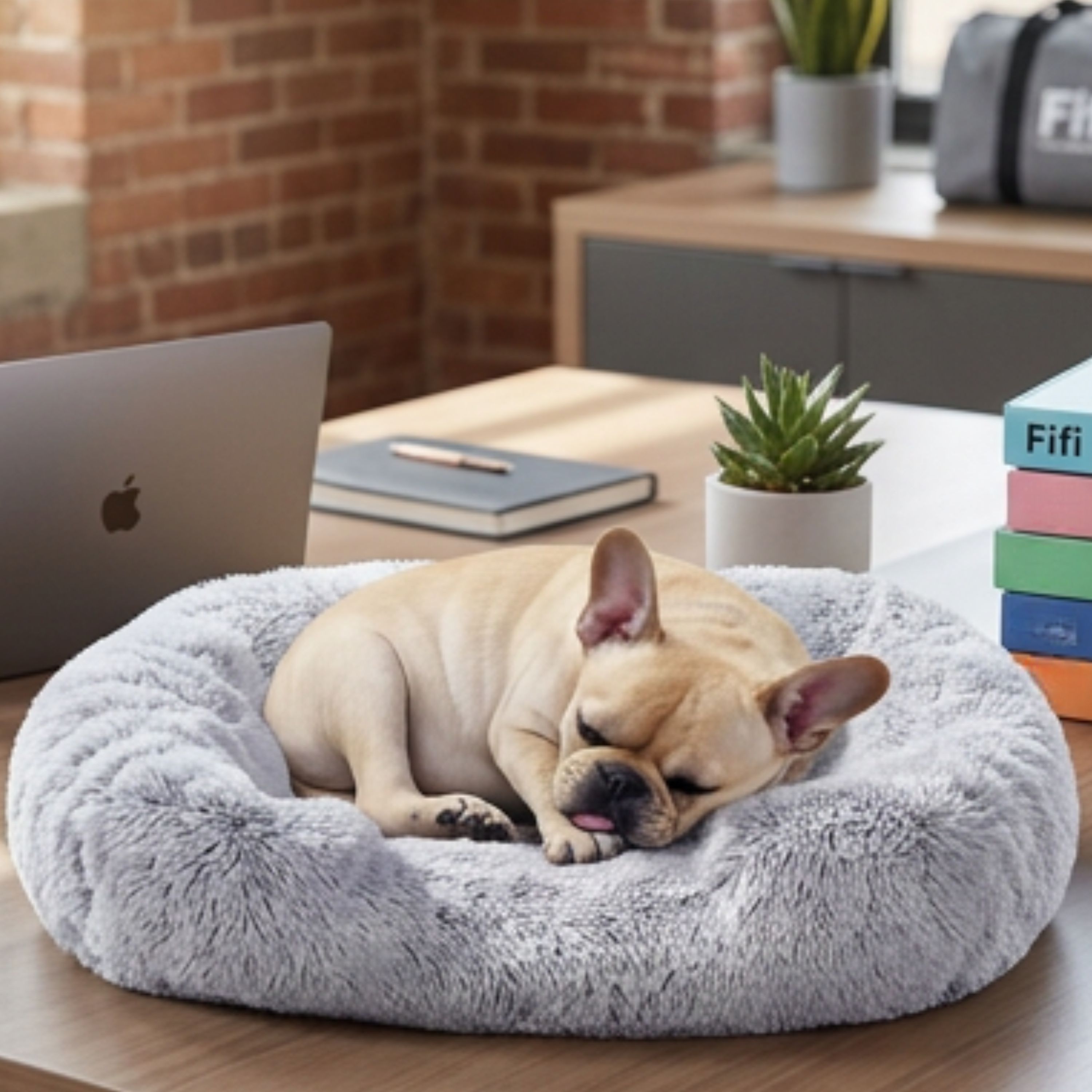Fifi — Pawductivity Expert, working hard at her desk